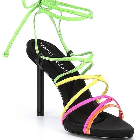 NWT Gianni Bini Suttin Multicolor Leather Wrap-Up Sandals 8 - Picture 1 of 7